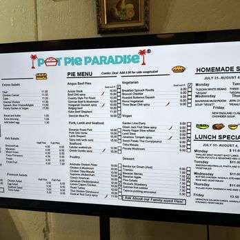 Pot Pie Paradise - Menu as of 7/31/23 - Sandwiches Near Me - Hayward, California Pot Pie Paradise - Menu as of 7/31/23 - Sandwiches Near Me - Hayward, California