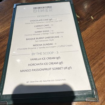Unconventional Diner - Dessert menu - Breakfast & Brunch Near Me - Washington, DC, District of Columbia