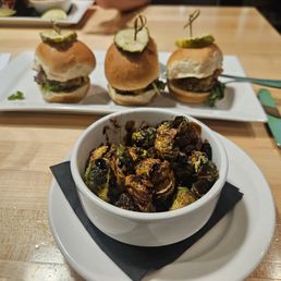 Cheeseburger sliders and Brussel sprouts Cheeseburger sliders and Brussel sprouts