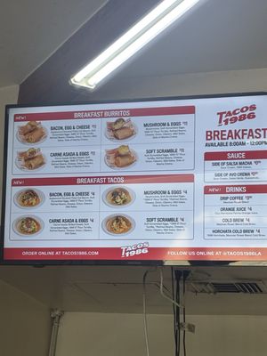 Menu photo 1 Tacos 1986 Los Angeles, CA