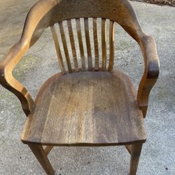 Szulman Woodwork - Oak Captain's chair restored by Szulman Woodworking in 2022.