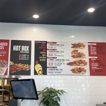 Dave's Hot Chicken - The menu! Everything is yummy! - Chicken Shop Near Me - San Leandro, California