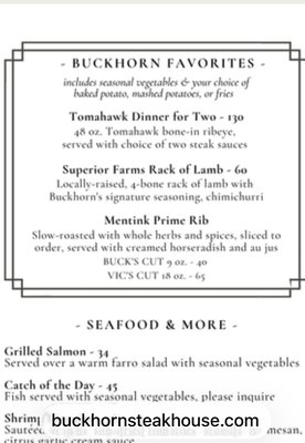 Menu photo 1 Buckhorn Steakhouse Winters, CA Menu photo 1 Buckhorn Steakhouse Winters, CA