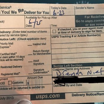 USPS - Didn't fill out where it says tracking number - Post Offices Near Me - Miami, Florida