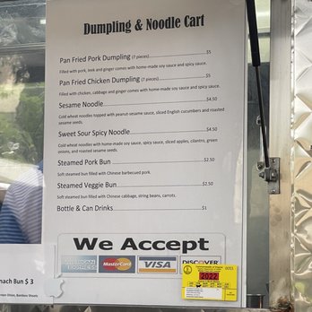 Dumpling & Noodle Cart - menu - Food Trucks Near Me - Richmond, Virginia