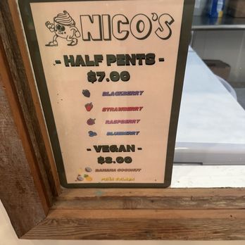 Nico's Ice Cream - Half pints are same price as cup - Ice Cream & Frozen Yogurt Near Me - Santa Cruz, California