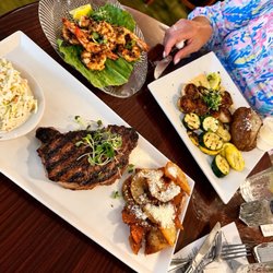 Swain's Seafood and Cut - Steak and blackened shrimp and scallops on other side.