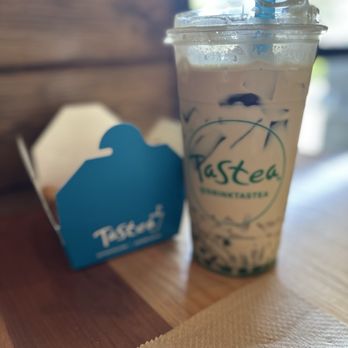 Tastea - Karate chicken and classic milk tea w/ boba, lychee & grass jelly, medium-sweet, half-ice - Coffee & Tea Near Me - Sacramento, California