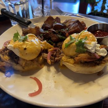 The Merc - Breakfast Bennie (Pulled Pork?). - American Near Me - Saratoga Springs, New York The Merc - Breakfast Bennie (Pulled Pork?). - American Near Me - Saratoga Springs, New York