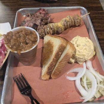A Bit Twisted Brewpub & BBQ - Double meat platter with brisket and pork links - Brewpubs Near Me - Aurora, Colorado