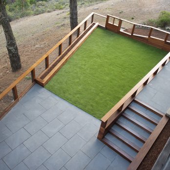 Pacific Garden Artistry - Bluestone patio for dining and entertaining, artificial turf as a soft place for kids to play, reducing water use in the landscape - Decks & Railing Near Me - San Rafael, California Pacific Garden Artistry - Bluestone patio for dining and entertaining, artificial turf as a soft place for kids to play, reducing water use in the landscape - Decks & Railing Near Me - San Rafael, California