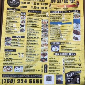 One2Go Thai Kitchen - Menu 1/20/23 - Thai Near Me - Encinitas, California