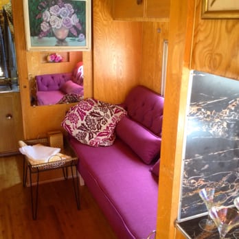 Helix Winery - The interior of the trailer - which offers vintage barware among other well curated/one of a kind vintage items - Wineries Near Me - Buellton, California