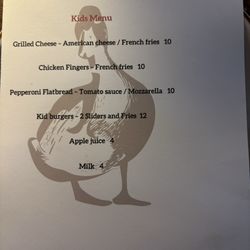 Fat Duck Tavern - Kids menu