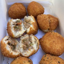 Potato Ball (Papa Rellena) maybe ? Could be thanksgiving style? Potato Ball (Papa Rellena) maybe ? Could be thanksgiving style?