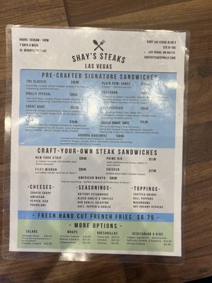 Menu photo 1 Shay's Steaks Las Vegas, NV Menu photo 1 Shay's Steaks Las Vegas, NV