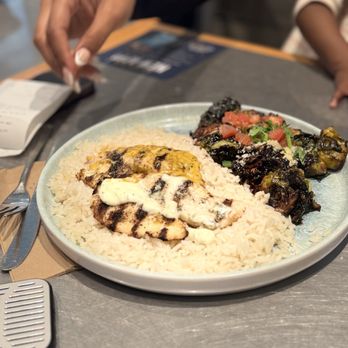 California Fish Grill - Tilapia and rice with Brussels Sprouts - Seafood Near Me - Sacramento, California California Fish Grill - Tilapia and rice with Brussels Sprouts - Seafood Near Me - Sacramento, California