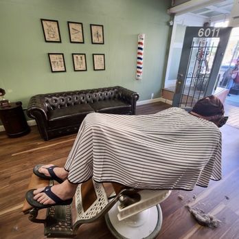 Gentleman's Standard Haircuts - Chilling while getting a great shave. My wife was super pleased with the result - Barbers Near Me - Oakland, California