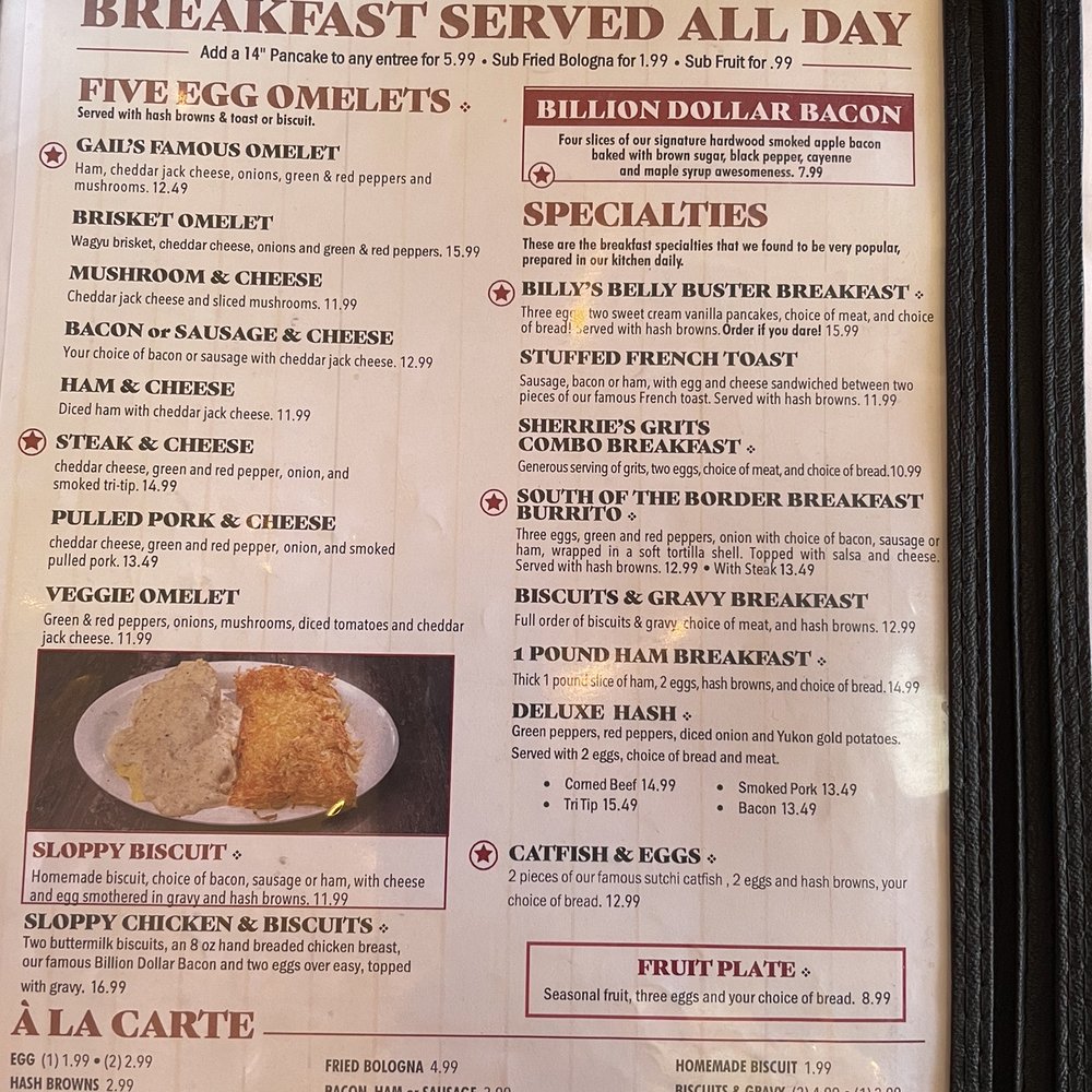 Billy Gail's - Eat breakfast all day - American Near Me - Branson, Missouri Billy Gail's - Eat breakfast all day - American Near Me - Branson, Missouri