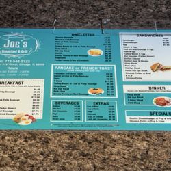 Joe's Grill - Menu June 2025