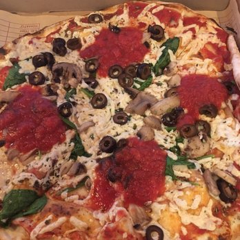 MOD Pizza - Vegan pizza with Daiya cheese, red sauce, mushrooms, spinach, and black olives - Fast Food Near Me - Tucson, Arizona MOD Pizza - Vegan pizza with Daiya cheese, red sauce, mushrooms, spinach, and black olives - Fast Food Near Me - Tucson, Arizona