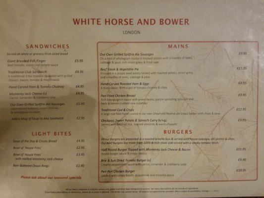Menu photo 3 White Horse & Bower London, XGL