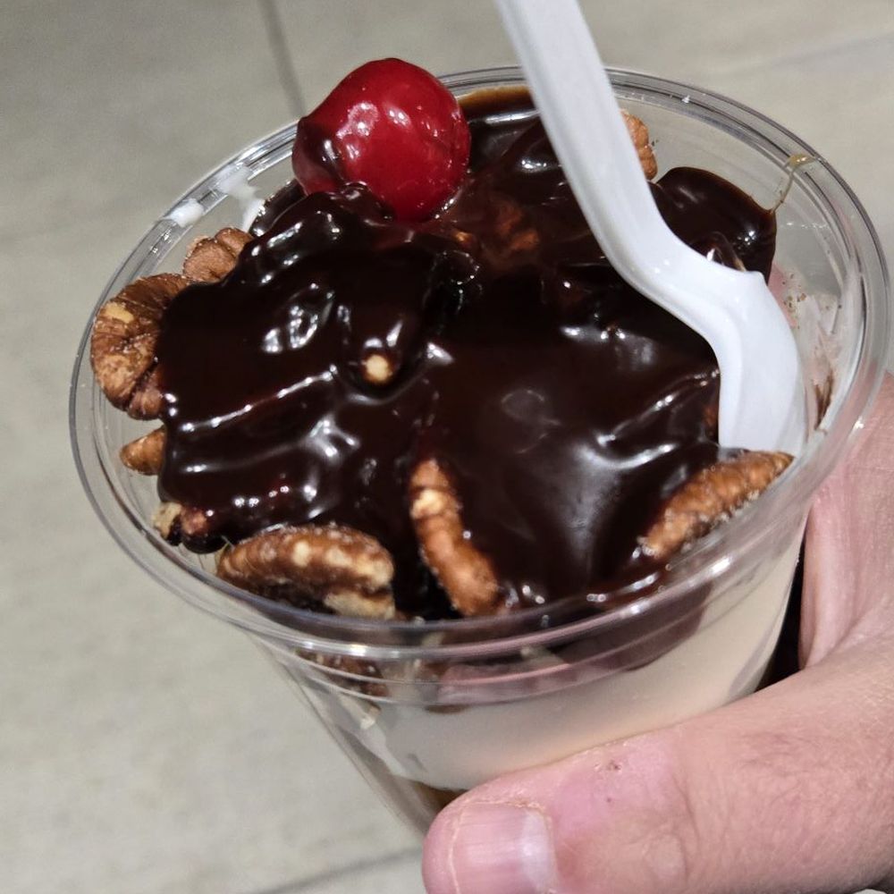 Kopp's Frozen Custard - Top view of a Turtle Sundae. - Ice Cream & Frozen Yogurt Near Me - Greenfield, Wisconsin