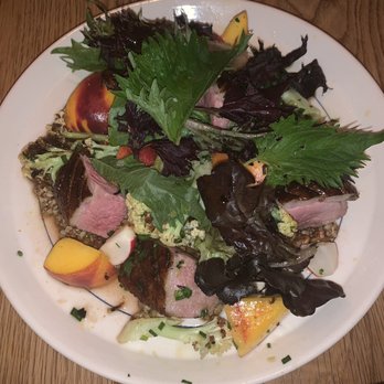 Upland - Smoked duck with cauliflower, peaches and greens - New American Near Me - New York, New York