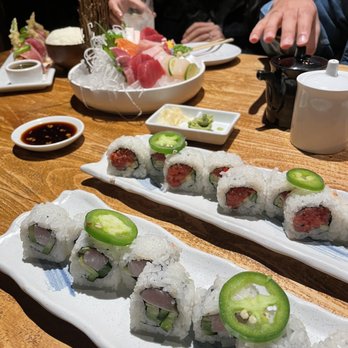 Amakara - Mixed Sashimi, Jalapeno Hamachi Roll, Klondike Express Roll, etc - Sushi Bars Near Me - Dublin, California Amakara - Mixed Sashimi, Jalapeno Hamachi Roll, Klondike Express Roll, etc - Sushi Bars Near Me - Dublin, California