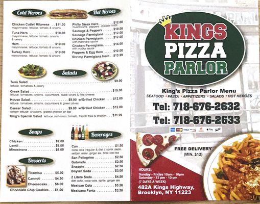 Menu photo 1 Kings Pizza Parlor Brooklyn, NY