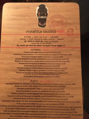 Menu photo 1 Grizzli Café Paris, 75 Menu photo 1 Grizzli Café Paris, 75