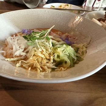 Bansang - Mulhwe Noodle, seasonal fish (cod?), broth, capellini ($21) - Korean Near Me - San Francisco, California Bansang - Mulhwe Noodle, seasonal fish (cod?), broth, capellini ($21) - Korean Near Me - San Francisco, California