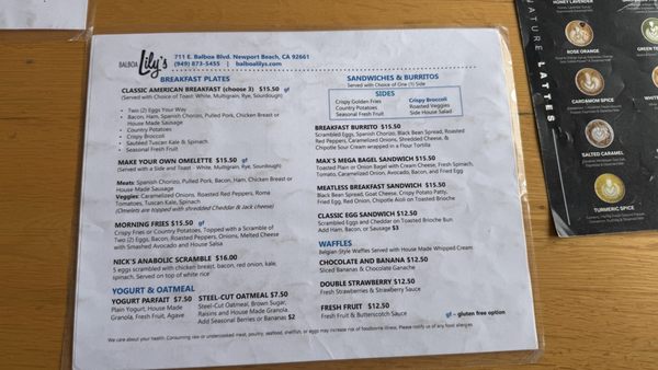 Menu photo 4 Balboa Lily's Newport Beach, CA Menu photo 4 Balboa Lily's Newport Beach, CA