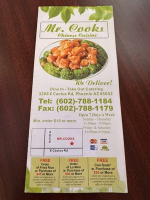 Menu photo 2 Mr. Cooks Chinese Cuisine Phoenix, AZ Menu photo 2 Mr. Cooks Chinese Cuisine Phoenix, AZ