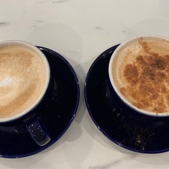 Good Eats Cafe - Latte (left), Horchata coffee drink (right) - Salad Near Me - Pewaukee, Wisconsin