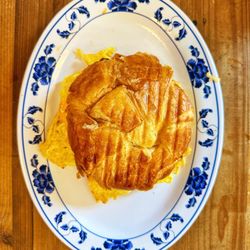 Gold Coast Cafe - Croissant Egg & Cheese with Turkey bacon and hash browns