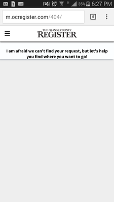 Photo of The Orange County Register - Irvine, CA, US. Ocregister.com/customerservice - down website even though they recommend you to use for billing inquiries...