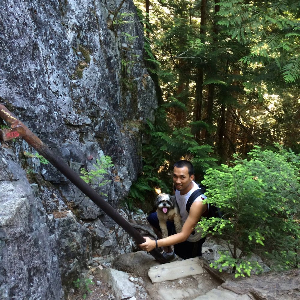 Stawamus Chief Provincial Park - With my dog about to climb the ladder. - Climbing Near Me - Squamish, British Columbia Stawamus Chief Provincial Park - With my dog about to climb the ladder. - Climbing Near Me - Squamish, British Columbia