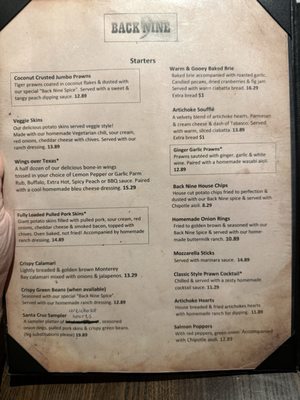 Menu photo 1 Back Nine Grill & Bar Santa Cruz, CA Menu photo 1 Back Nine Grill & Bar Santa Cruz, CA