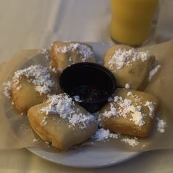 Cheryl's - New Orleans style beignets with powdered sugar and jam