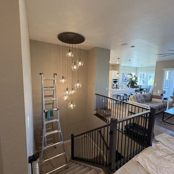 Deja View Window Washing - Chandelier over stairs can be hard to reach - Window Washing Near Me - Arvada, Colorado Deja View Window Washing - Chandelier over stairs can be hard to reach - Window Washing Near Me - Arvada, Colorado