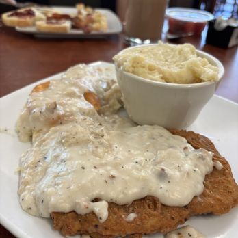 Sarom's Southern Kitchen - Chicken Country Fried Steak with mashed potatoes and a side of biscuits & gravy - Southern Near Me - Elk Grove, California