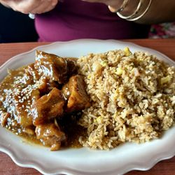 Ma's Restaurant - Sweet sour pork & fried rice plate