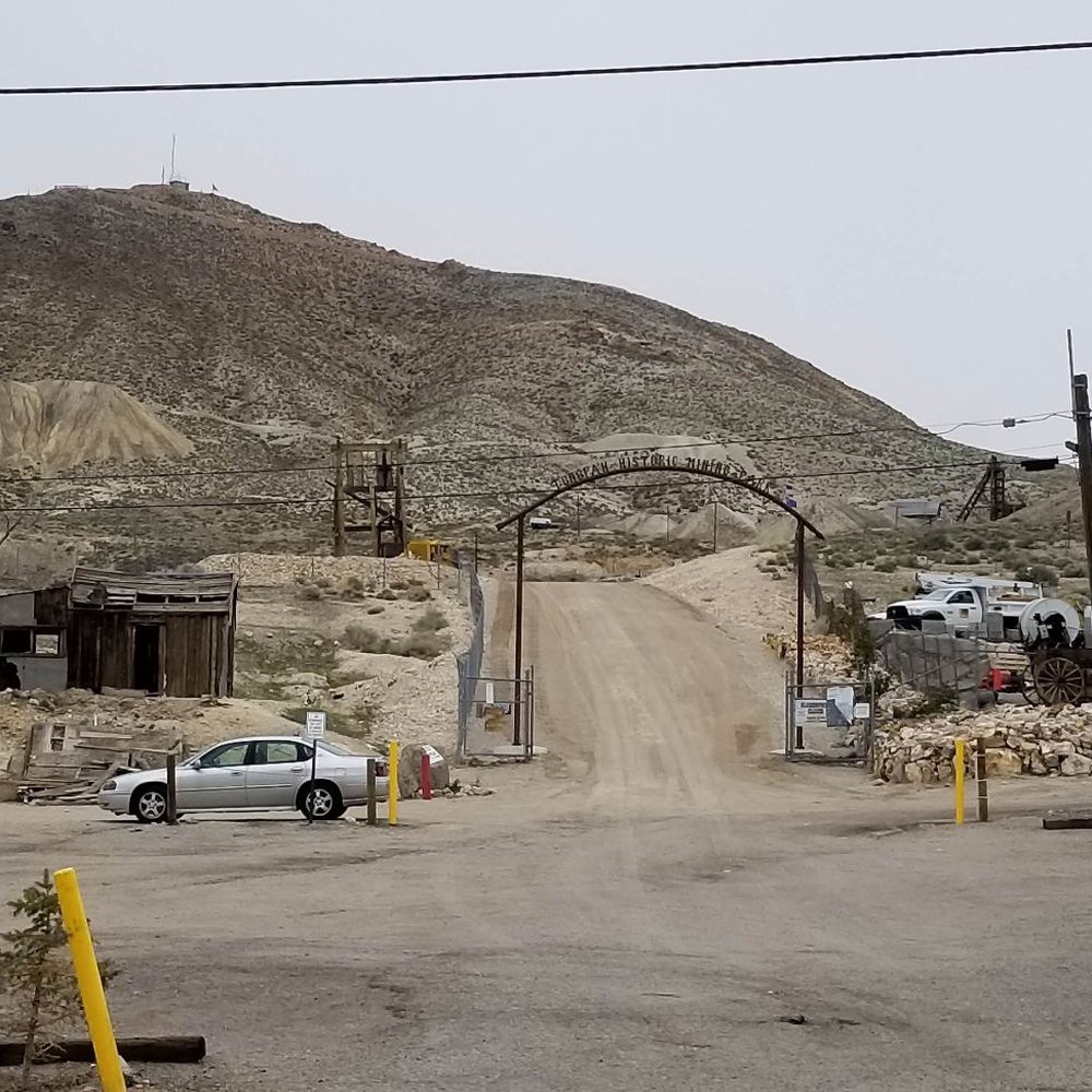 At front gate, view from Mizpah Hotel parking lot.