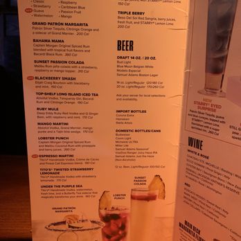 Red Lobster - Drink Menu - Seafood Near Me - Melbourne, Florida