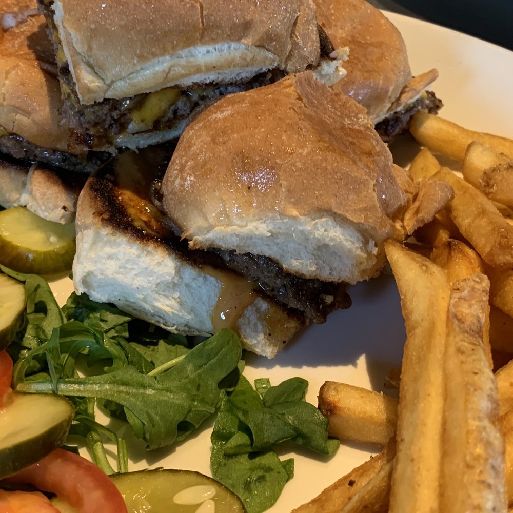 Yard House - CLASSIC SLIDERS (w/cheese, special sauce, arugula, tomato slices, pickles, and fries) - New American Near Me - Carlsbad, California Yard House - CLASSIC SLIDERS (w/cheese, special sauce, arugula, tomato slices, pickles, and fries) - New American Near Me - Carlsbad, California
