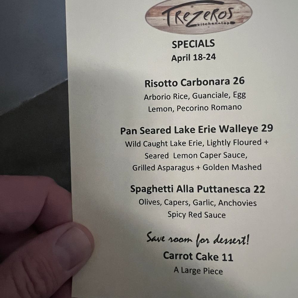 Trezeros Kitchen + Tap - Weekly special menu - Cocktail Bars Near Me - Mount Prospect, Illinois Trezeros Kitchen + Tap - Weekly special menu - Cocktail Bars Near Me - Mount Prospect, Illinois