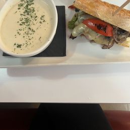 Veggie Sandwich with clam chowder Veggie Sandwich with clam chowder