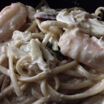 Baker's Crust - Tiger shrimp and lump crab linguini (without the bacon). Feeds two. Mine had 4 giant shrimp. - Breakfast & Brunch Near Me - Virginia Beach, Virginia