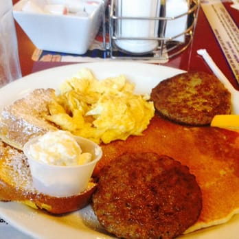 5th Avenue Cafe - Pancake, French toast, eggs and two huge sausage patties! Yum Yum!! - Breakfast & Brunch Near Me - Phoenix, Arizona 5th Avenue Cafe - Pancake, French toast, eggs and two huge sausage patties! Yum Yum!! - Breakfast & Brunch Near Me - Phoenix, Arizona